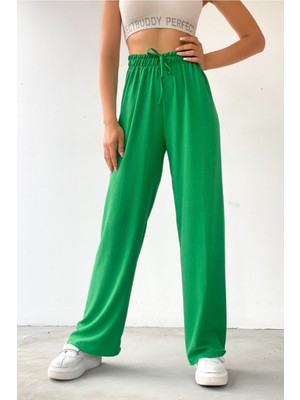 Yakamel Kadın Yüksek Bel Salaş Dökümlü Palazzo Pantolon