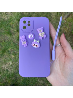 Bumudur Aksesuar iPhone 11 Mor Figürlü Silikon Kılıf