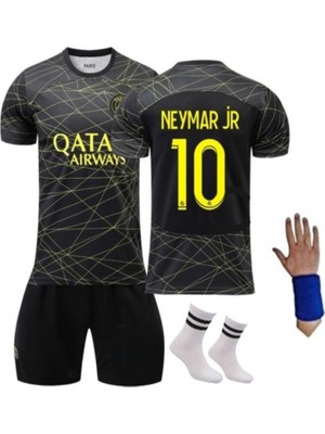 Sidas Neymar Siyah-Gold Psg Özel Tasarım 4'lü Set Çocuk Futbol Forması GJGHJGH123561