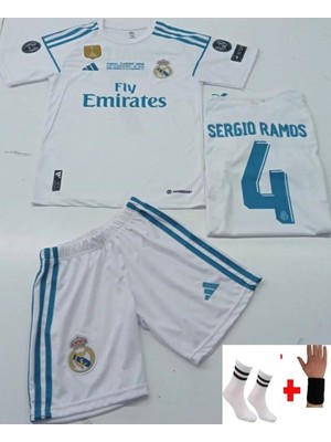 Sidas Sergio Ramos Real Madrid Beyaz 2018 Cardif Şampiyonlar Ligi Çocuk Forma Takımı 4 Lü Set GG1GHG123