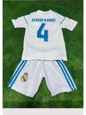 Sidas Real Madrid Sergio Ramos 2018 Cardif Beyaz Şampiyonlar Ligi Çocuk Forma Takımı 4 Lü Set ALYYY12345