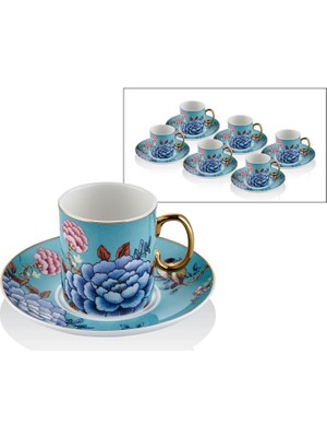 Lamedore Floral Blue 6lı Kahve Fincan Takımı