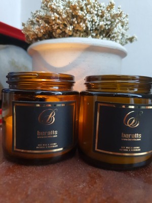 Beratts Beratts| Amber Kavanoz Doğal Lavanta Kokulu Soya Wax Mum 100ML