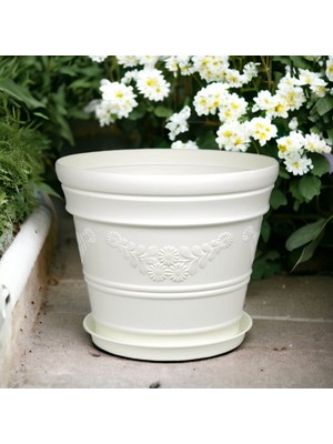 Melkan Home Papatya Desen Antik Saksı 21 Litre Modern Papatya Desenli Saksı