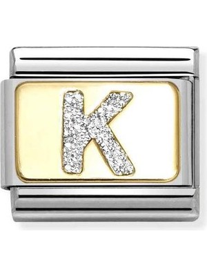 Nomination Composable Classic Dekoratif Link - Harfler Pırıltılı - K - (11 K) 18K Altın