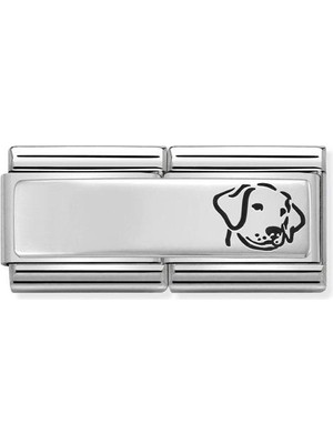 Nomination Composable Classic Dekoratif Link - Ikili Gravür - Köpek - (16 Dog) 925 Gümüş