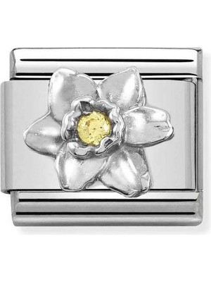 Nomination Composable Classic Dekoratif Link - Semboller - Nergis - (14 Daffodil) 925 Gümüş Zirkon