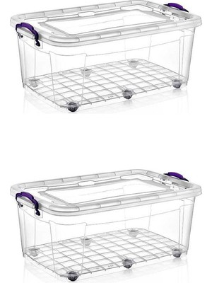 rnl04 2 Adet 80 Litre Tekerlekli Maxı  Multi Box Saklama Kutusu - E-515-2