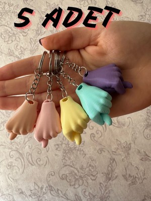 Saranostra Nah Anahtarlık 5 ADET El Işareti Sevimli El Işareti Anahtarlık Nah Işareti 5 Adet Pembe Sarı Mor Yeşil Ten