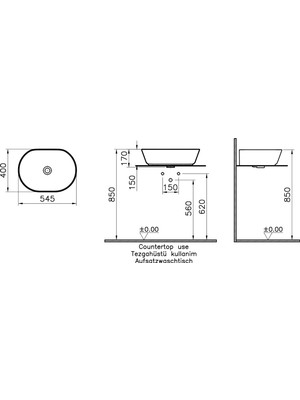 VitrA Geo Çanak Lavabo Mat Bej 55 cm 7427B020-0016