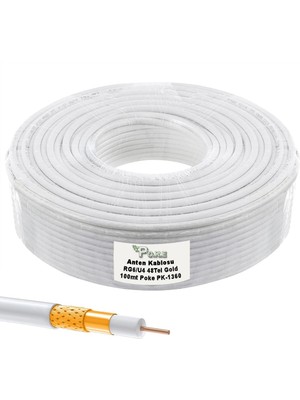 Poke Anten Kablosu 100 METRE Rg6/u4 48TEL Gold 100MT Makarasız