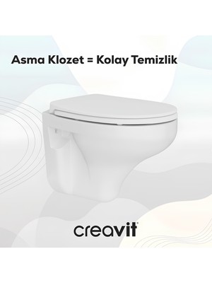 Creavit Perla Kanallı Asma Klozet, Creavit Yavaş Kapanan Kapak