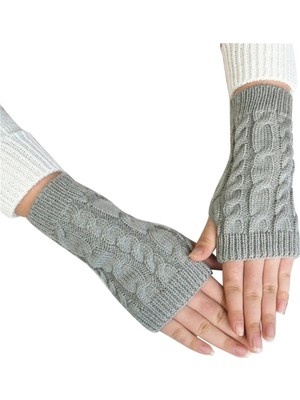 Liangduo Shop Beyaz Stil Yarım Parmak Eldiven Kış Yumuşak Sıcak Eldivenler Handschoenen Unisex Guantes Mujer Kadın Yumuşak Sıcak Yün Örgü Kol Eldivenleri (Yurt Dışından)