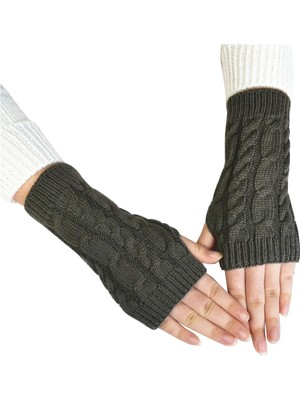 Liangduo Shop Beyaz Stil Yarım Parmak Eldiven Kış Yumuşak Sıcak Eldivenler Handschoenen Unisex Guantes Mujer Kadın Yumuşak Sıcak Yün Örgü Kol Eldivenleri (Yurt Dışından)