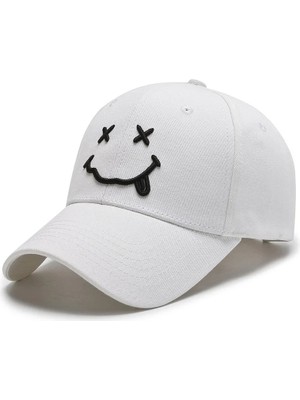 Liangduo Shop Bir Stil Kadın Gülümseme Yüz Nakış Beyzbol Kapaklar Kpop Siyah Pamuk Ayarlanabilir Snapback Komik Hip Hop Şapka Sonbahar Güneş Baba Şapkaları Mens Için (Yurt Dışından)