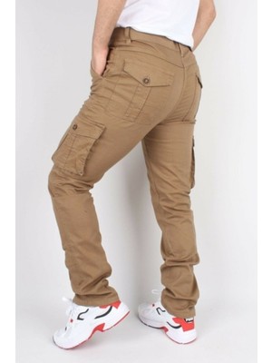 butiksinope Erkek Askeri Kargo Cep Pantolon Toprak