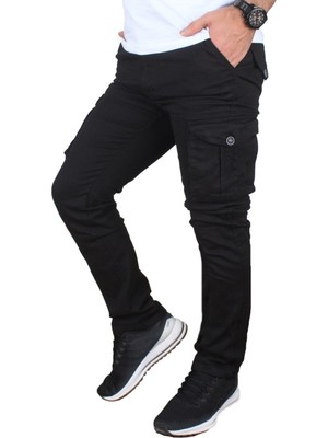 butiksinope Erkek Askeri Kargo Pantolon Siyah
