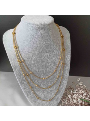 Jupiter Jewellery Çelik Topçuk Gold Çoklu Kolye