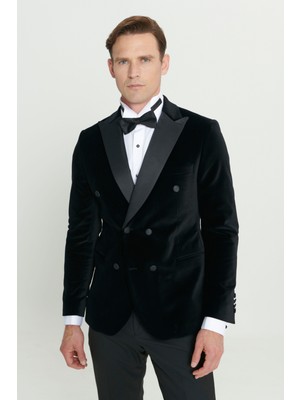 Altınyıldız Classics Slim Fit Dar Kesim Kırlangıç Yaka  Pamuk Kadife Smokin Takım