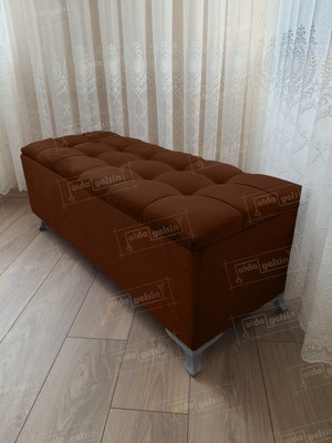 AldaGelsin Yeni Model Lüks Çizgi Kapitoneli Sandıklı Puf Bench (60*45) Gümüşayak