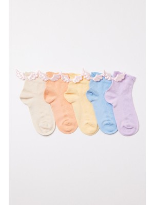 Katia & Bony Kız Çocuk Kanat Aksesuar Detaylı 5'Li Soket Çorap