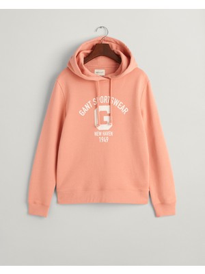 Gant Kadın Pembe Relaxed Fit Kapüşonlu Logolu Sweatshirt 4200847.624