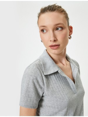Koton Polo Yaka Tişört Kısa Kollu Simli Slim Fit