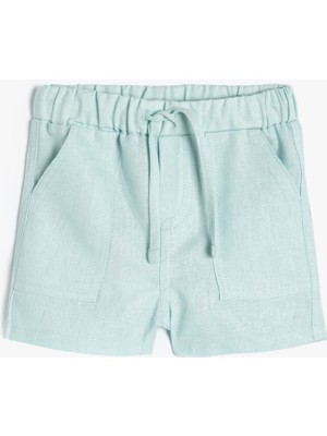 Koton Keten Şort Beli Bağlamalı Cepli