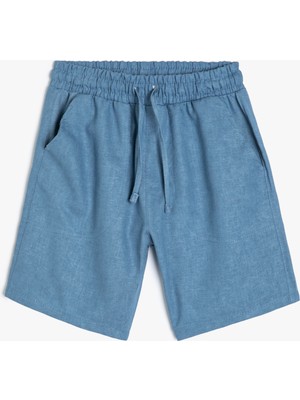 Koton Keten Şort Beli Bağlamalı Cepli