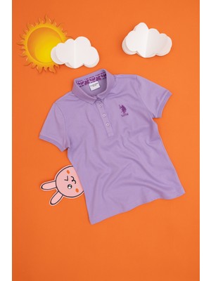 U.S. Polo Assn. Kız Çocuk Lila Polo Yaka Basic Tişört 50283286-VR034