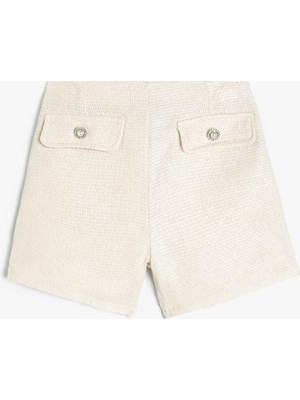 Koton Şort Etek Dokulu Düğme Detaylı