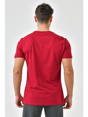 Cramp Sport Bordo Nakış Detaylı O Yaka Standart Kalıp Erkek T-Shirt