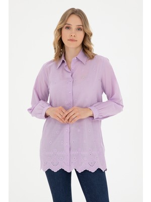 U.S. Polo Assn. Kadın Lila Gömlek Desenli 50283612-VR034
