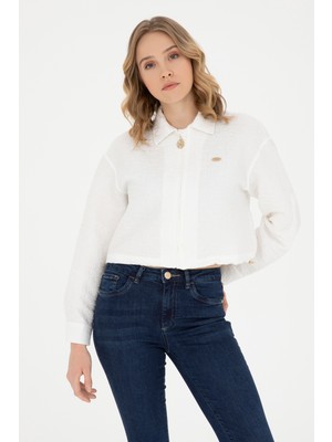 U.S. Polo Assn. Kadın Ekru Gömlek Desenli 50283428-VR019