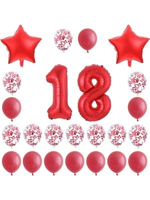 Kidspartim 18 Yaş Kırmızı Balon Seti