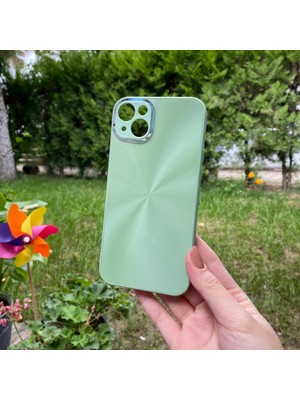 Bumudur Aksesuar iPhone 14 Plus Yeşil Prizma Desenli Cam Görünümlü Kılıf