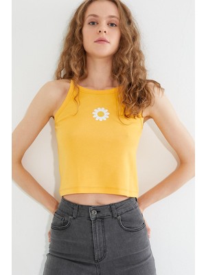 Polo State Kadın Nakışlı Atlet  Sarı