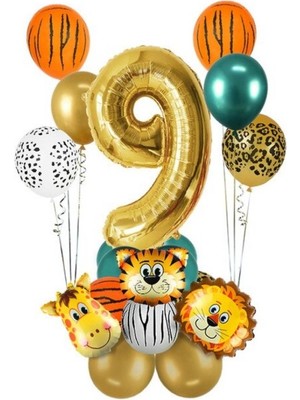 Kidspartim 9 Yaş Gold Safari Temalı Balon Seti