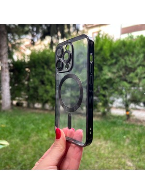 Bumudur Aksesuar iPhone 14 Pro Siyah Kamera Korumalı Magsafe Kılıf