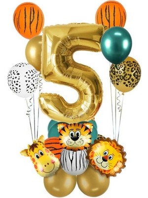 Kidspartim 5 Yaş Gold Safari Temalı Balon Seti