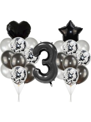 Kidspartim 3 Yaş Siyah Balon Seti