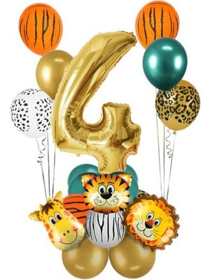 Kidspartim 4 Yaş Gold Safari Temalı Balon Seti