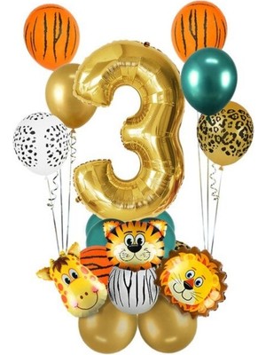 Kidspartim 3 Yaş Gold Safari Temalı Balon Seti