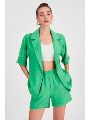 Vitrin Uzun Yaka Detaylı Düşük Omuz Ceket