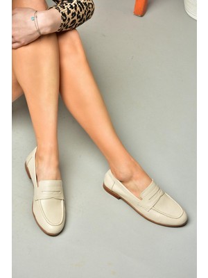 Fox Shoes S944007803 Bej Deri Kadın Babet