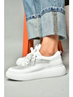 Fox Shoes S274048509 Beyaz Taşlı Kadın Spor Ayakkabı Sneakers