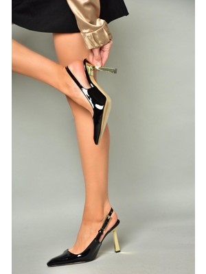 Fox Shoes S752098708 Siyah Rugan Kalın Topuklu Ayakkabı Kadın Ayakkabı