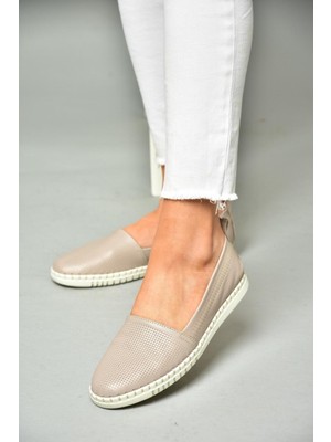 Fox Shoes P555031503 Vizon Deri Kadın Ayakkabı