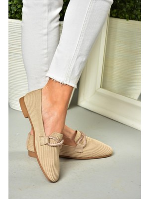 Fox Shoes S250410204 Ten Triko Kumaş Kadın Babet