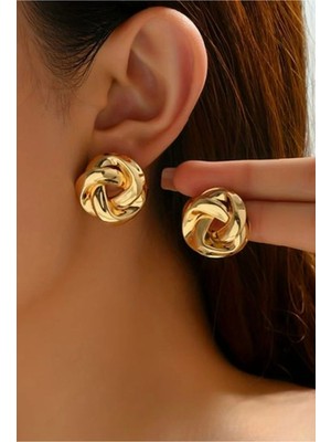 Mioart Kadın Gold Sarmal Küpe